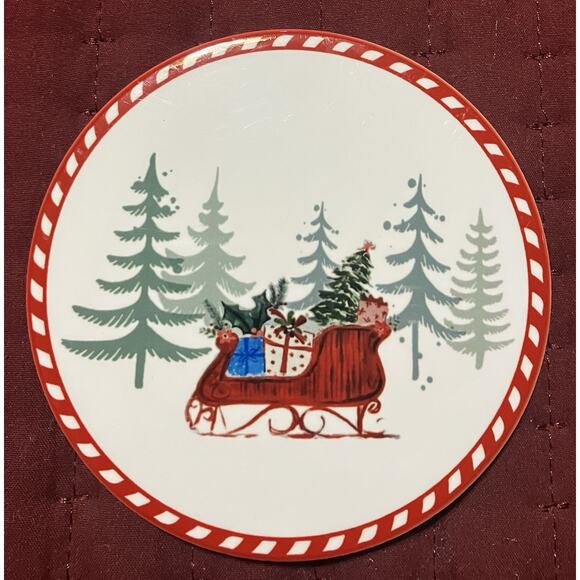 Ceramic Christmas Coasters with Cork Backing Classic Holiday Motif Set of 4 - Picture 3 of 8